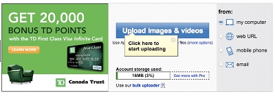 Photobucket Upload Page - Screenshot